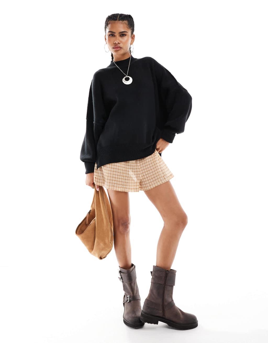 Free People easy street oversized sweater in black Product Image