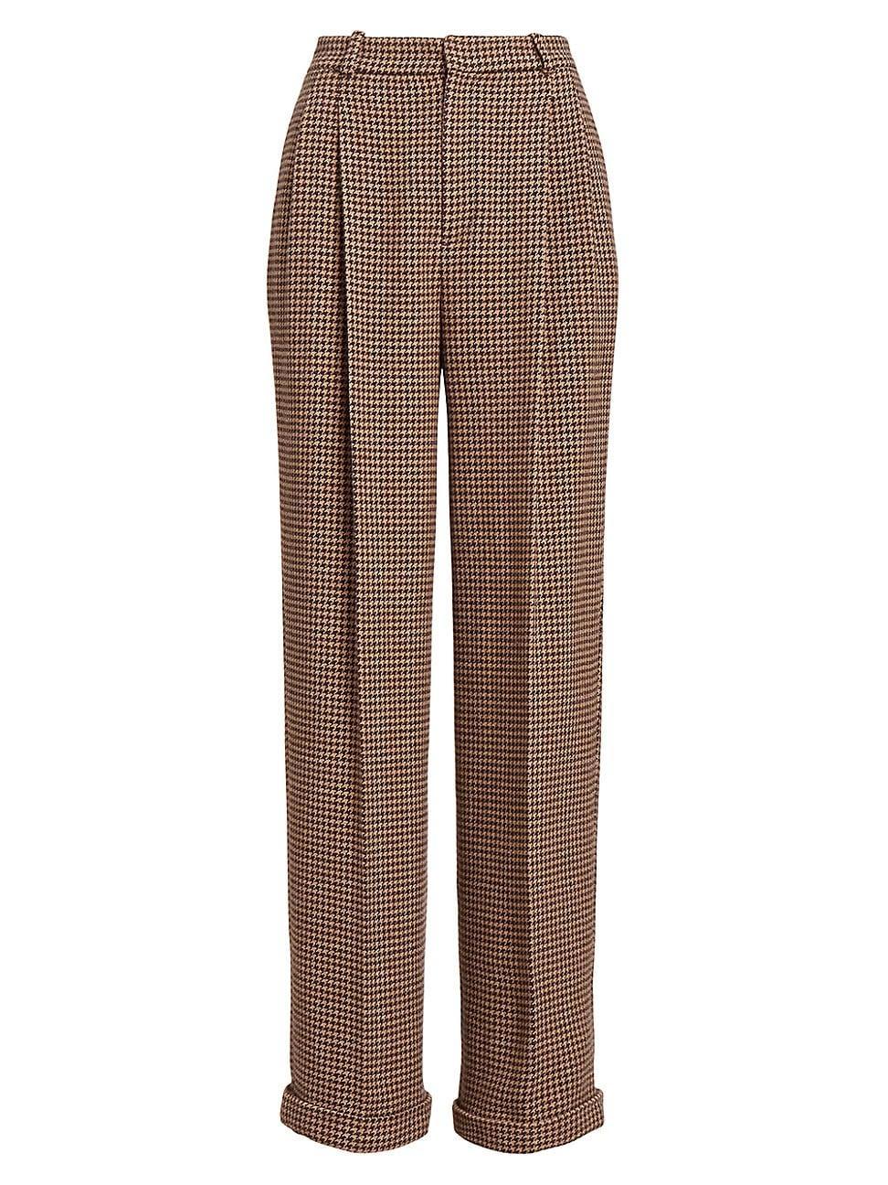 Womens Pleated Houndstooth Tweed Pants Product Image