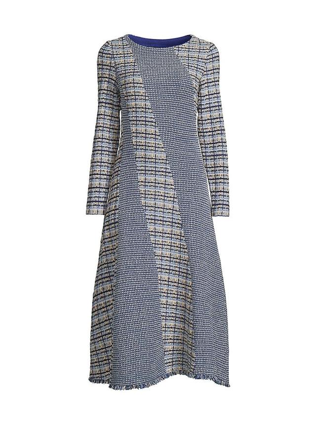 Womens Tweed & Waffle-Knit Midi Dress Product Image