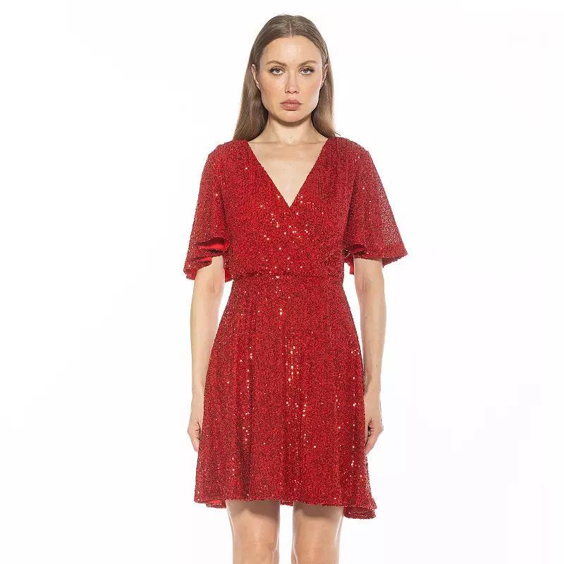 Womens ALEXIA ADMOR Oakless Flutter Sleeve Fit & Flare Dress Product Image