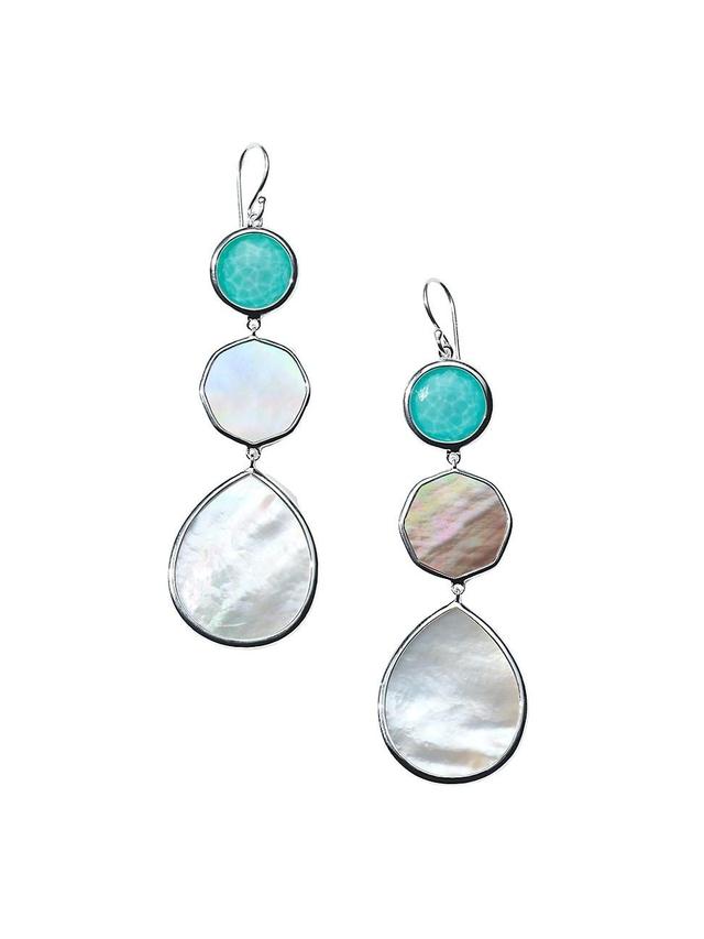 Womens Polished Rock Candy Crazy 8s Sterling Silver, Turquoise & Mother-Of-Pearl Drop Earrings Product Image