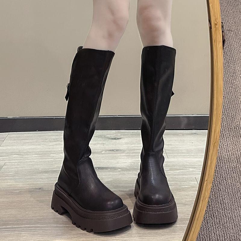 Platform Buckled Knee High Boots product image