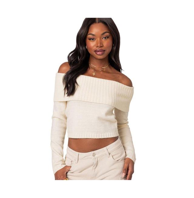 EDIKTED Tamara Foldover Off the Shoulder Sweater Product Image