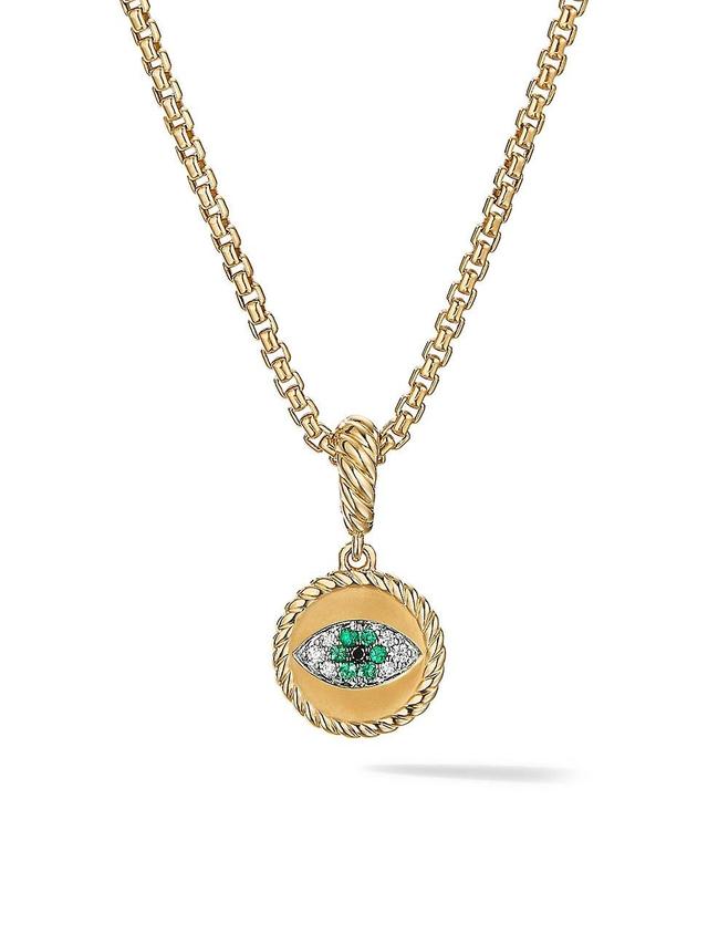 Womens Evil Eye Amulet In 18K Yellow Gold With Pav Emeralds & Diamonds Product Image