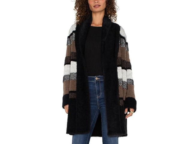 Liverpool Los Angeles Long Sleeve Open Front Shawl Sweater Coat Tan Multi Colorblock) Women's Vest Product Image