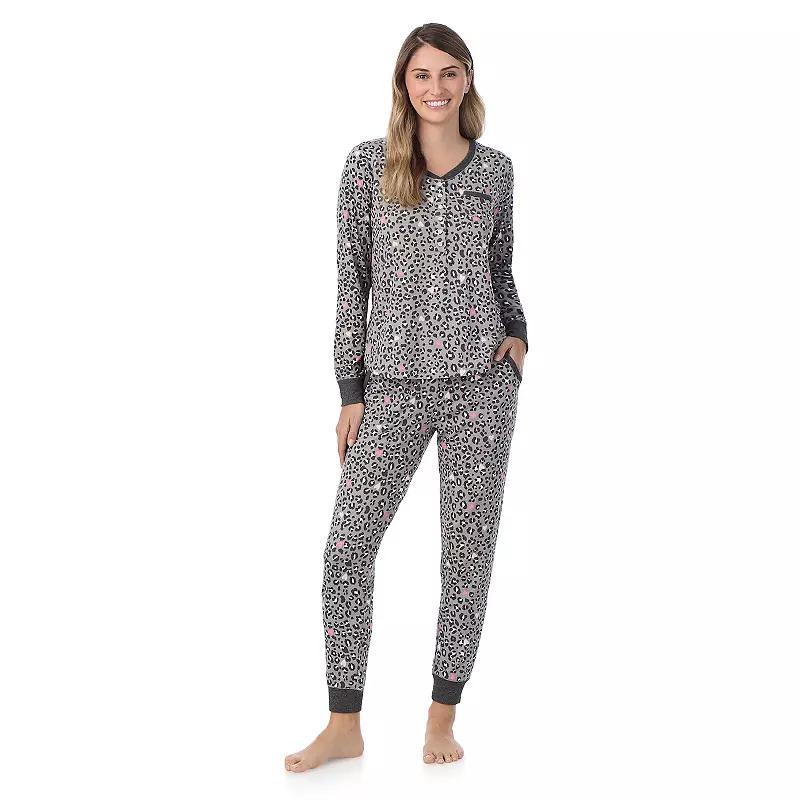 Womens Cuddl Duds Cozy Long Sleeve Henley Pajama Top and Pajama Pants Set Product Image