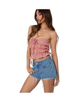 Women's Lanna Gingham Elastic Scrunch Top Product Image