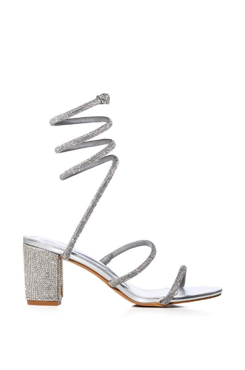 AZALEA WANG SOLEDAD EMBELLISHED COIL SANDAL IN SILVER Product Image