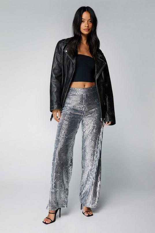 Petite Metallic Sequin Wide Leg Pants Product Image