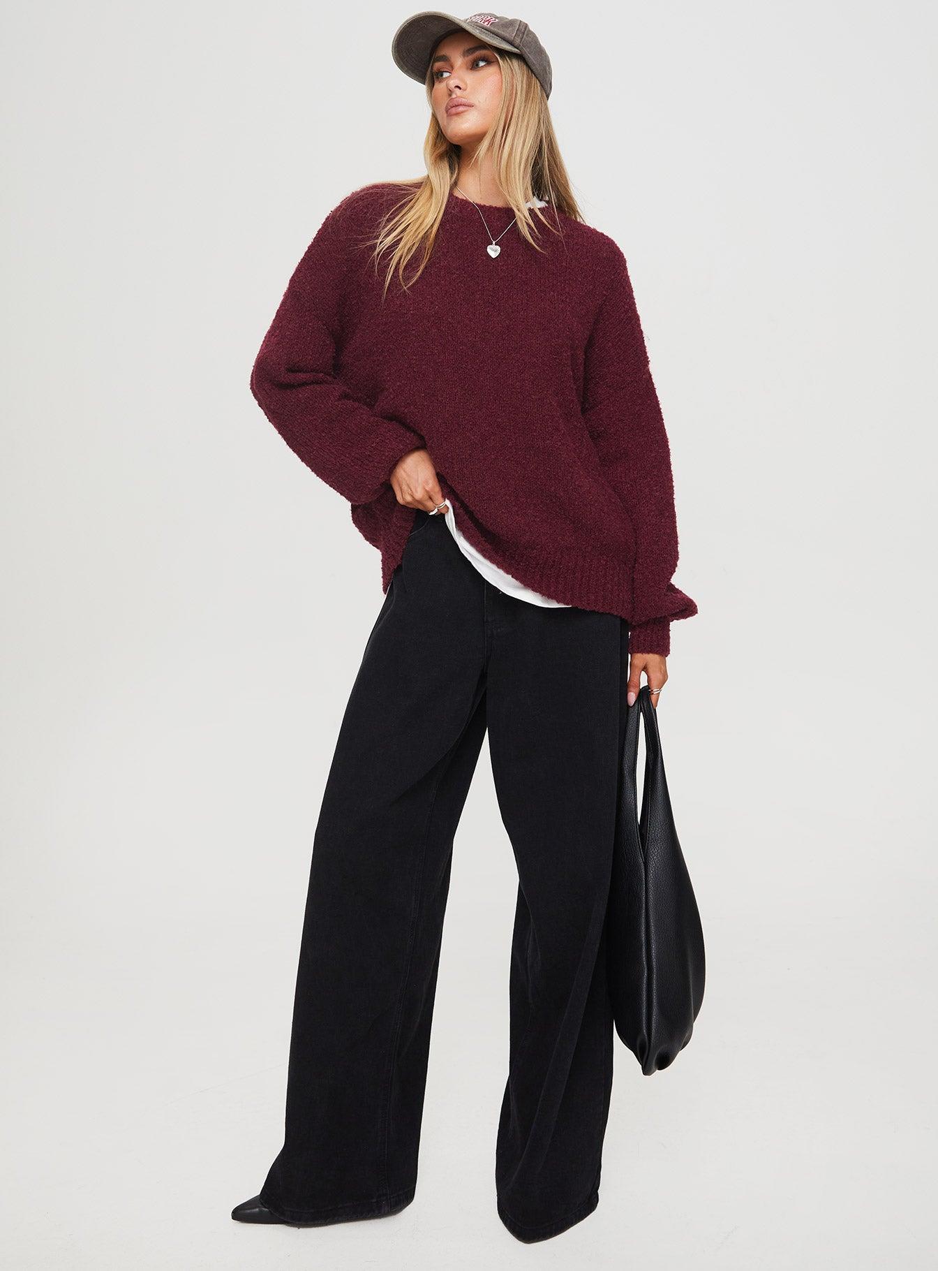 Niomie Knit Sweater Burgundy Product Image