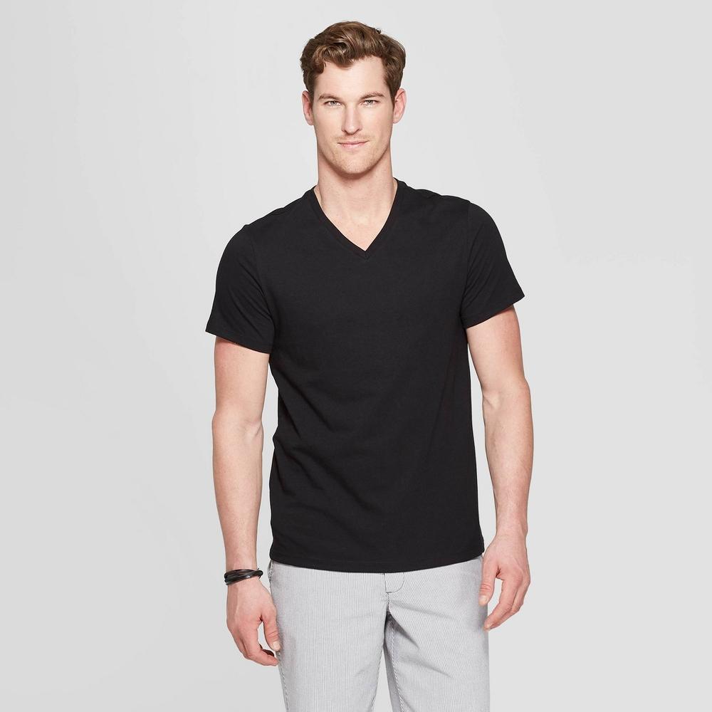 Mens Every Wear Short Sleeve V-Neck T-Shirt - Goodfellow & Co Black Product Image