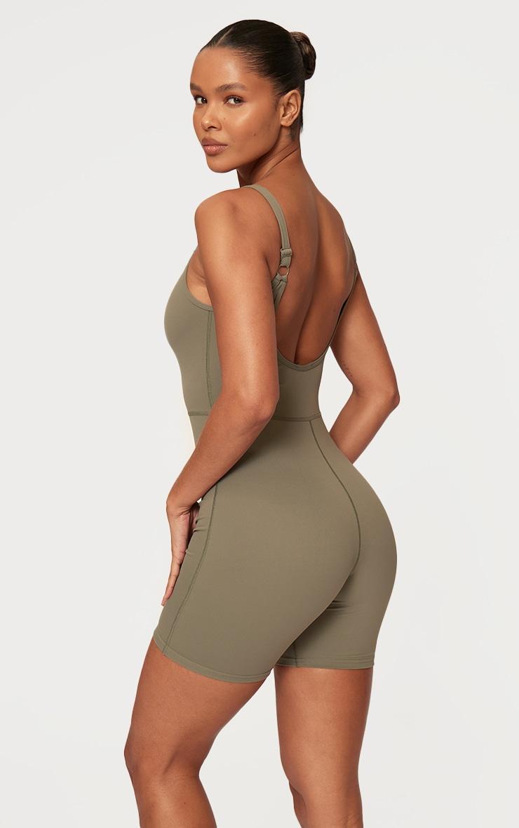 Olive Sculpt Matte Low Back Strappy Unitard Product Image