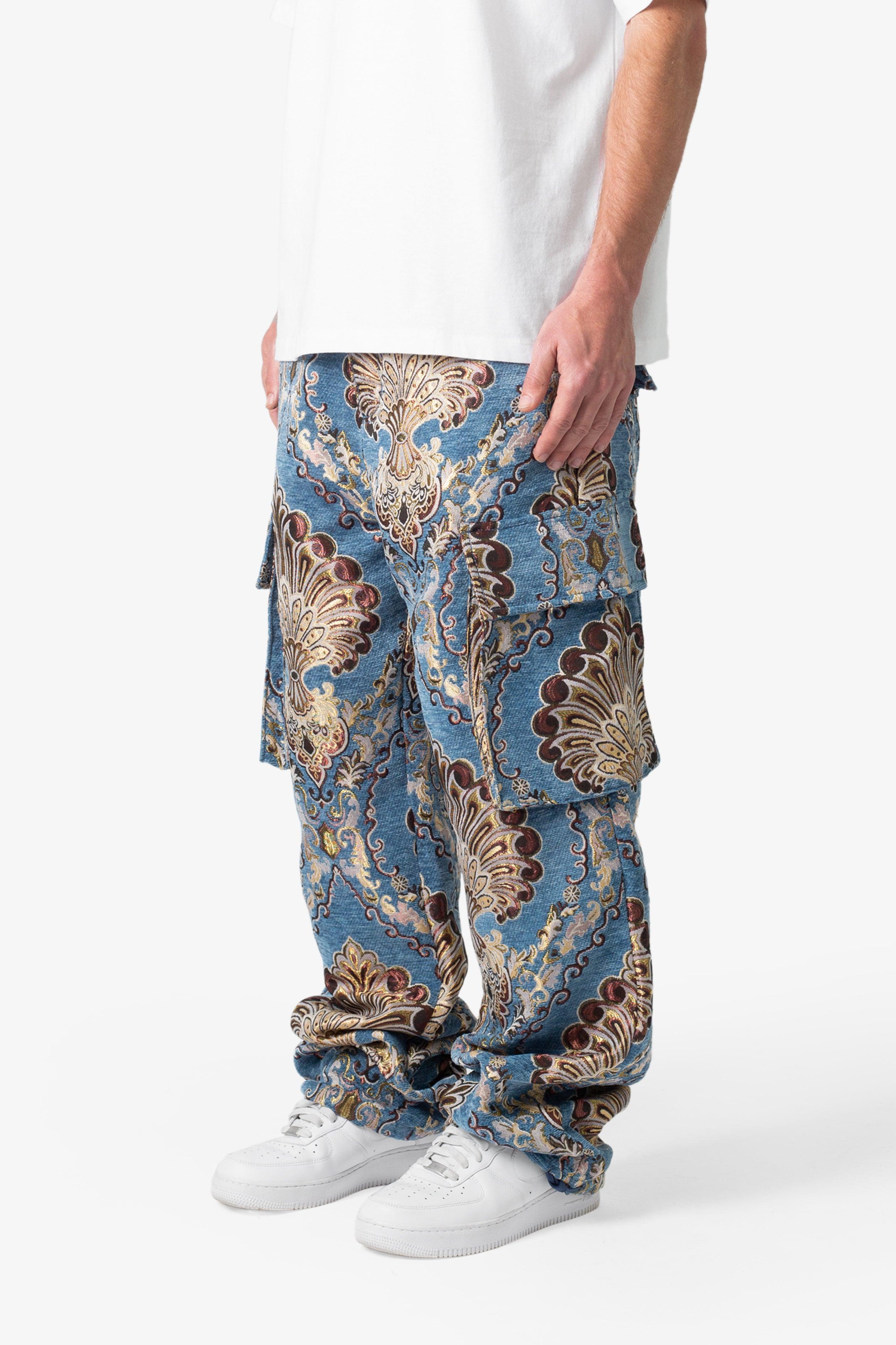 Ultra Baggy Jacquard Floral Cargo Pants - Multi Floral Product Image