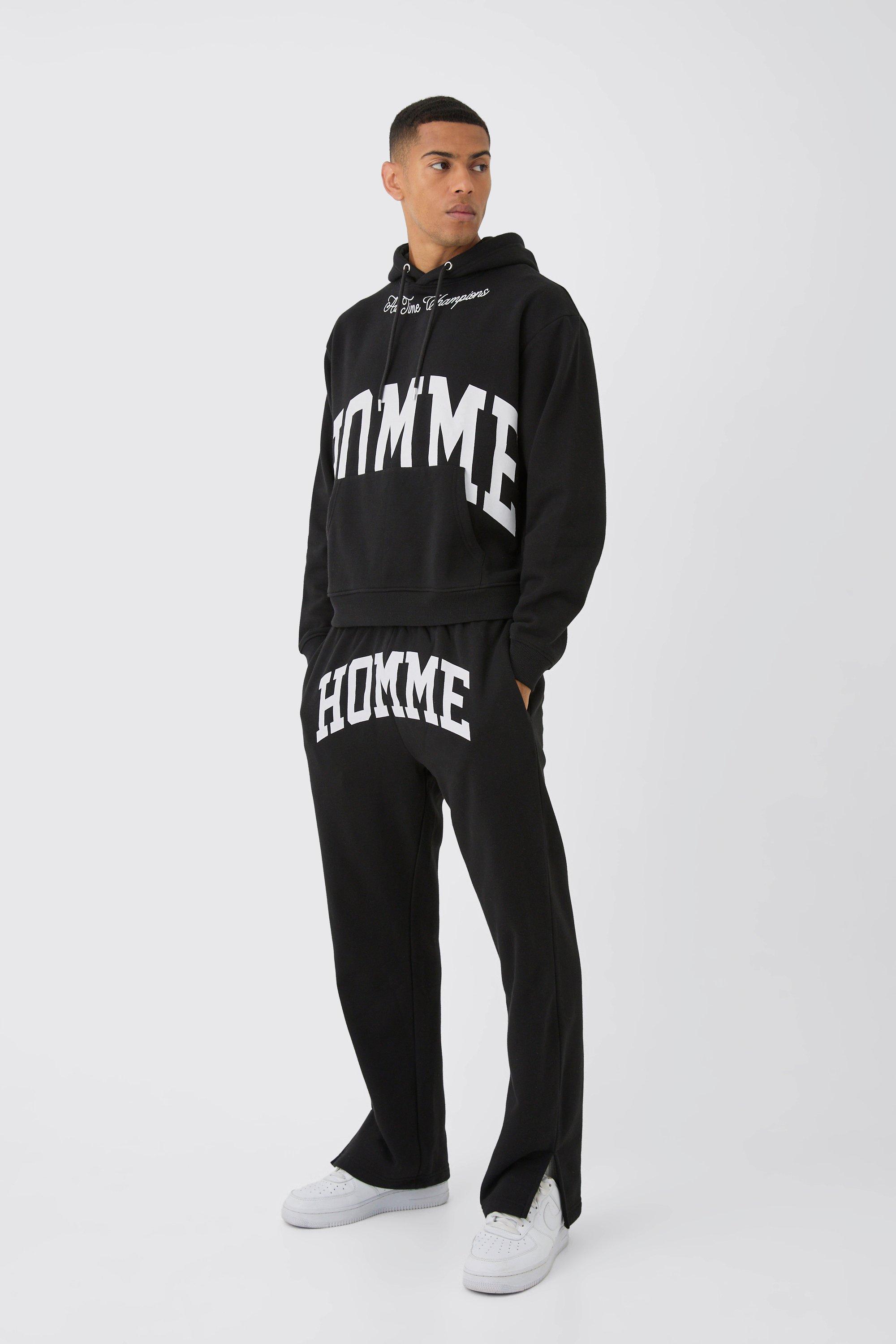 Oversized Boxy Split Hem Homme Tracksuit | boohooMAN USA Product Image