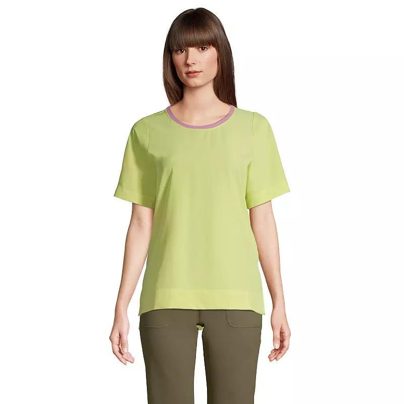 Womens Lands End 365 Commuter Elbow-Sleeve Tunic Top Yellow Lime Product Image