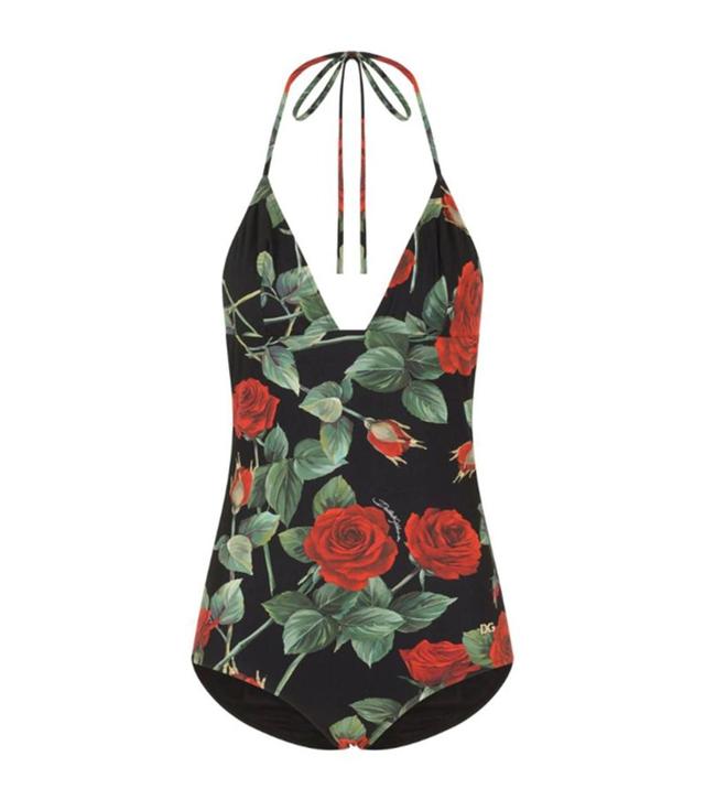 Rose-print One-piece Swimsuit In Multicolor Product Image