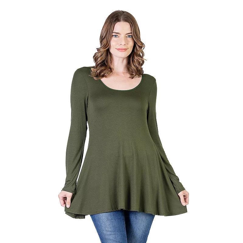 Womens 24Seven Comfort Apparel Swing Style Flared Tunic Top Grey Product Image