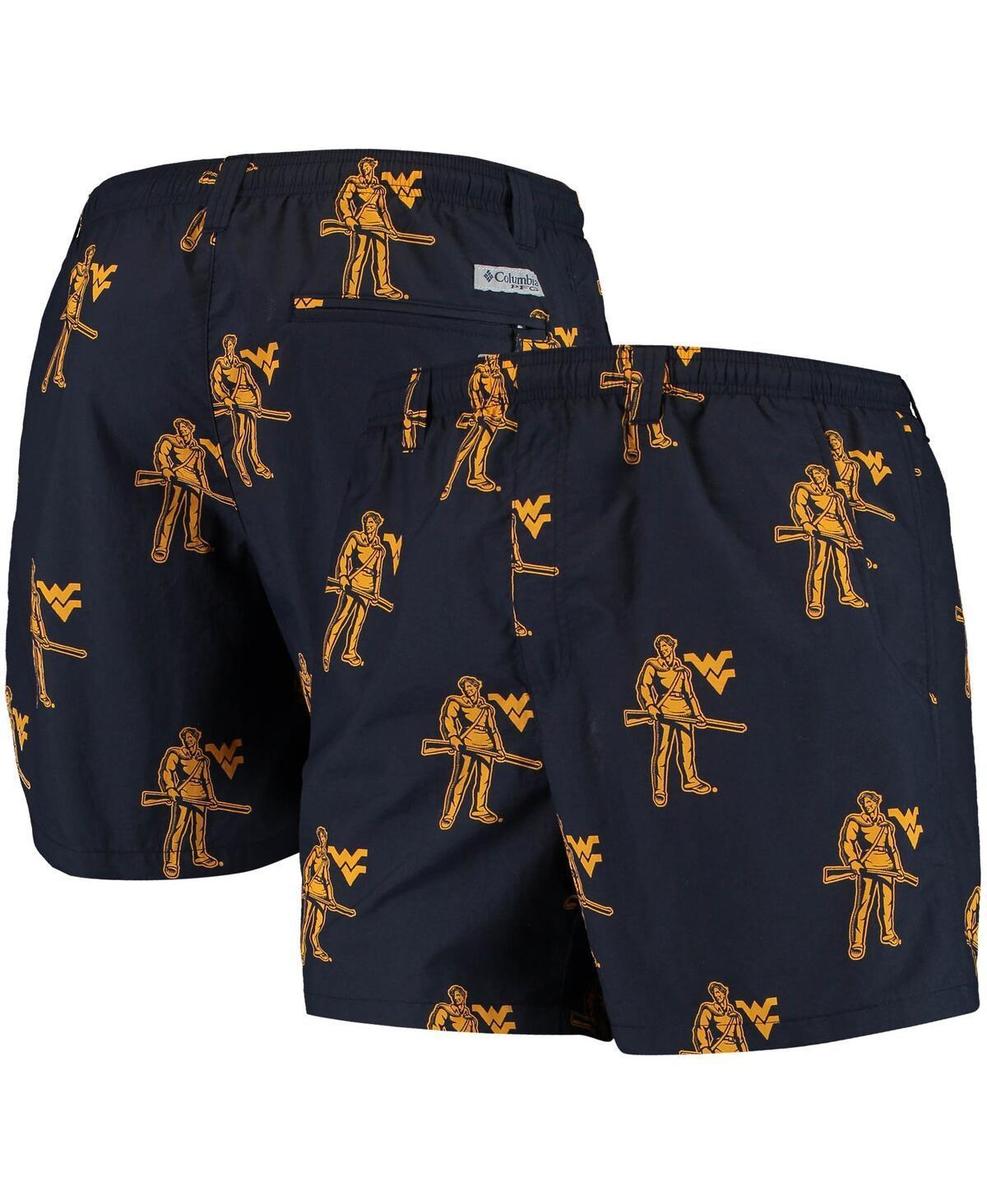 Mens Columbia West Virginia Mountaineers PFG Backcast II Omni-Shade Hybrid Shorts Blue Product Image