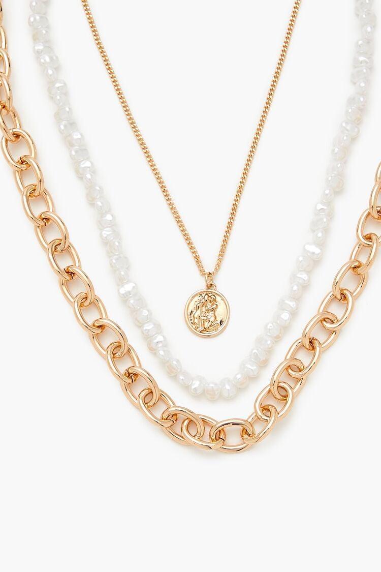 Faux Pearl Charm Necklace Set | Forever 21 Product Image