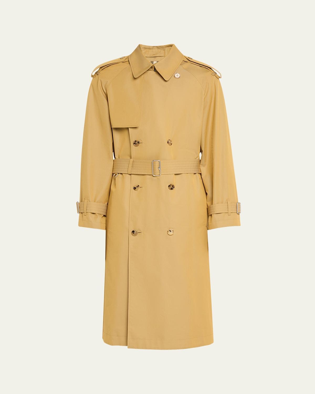 Mens Cotton Gabardine Belted Trench Coat Product Image