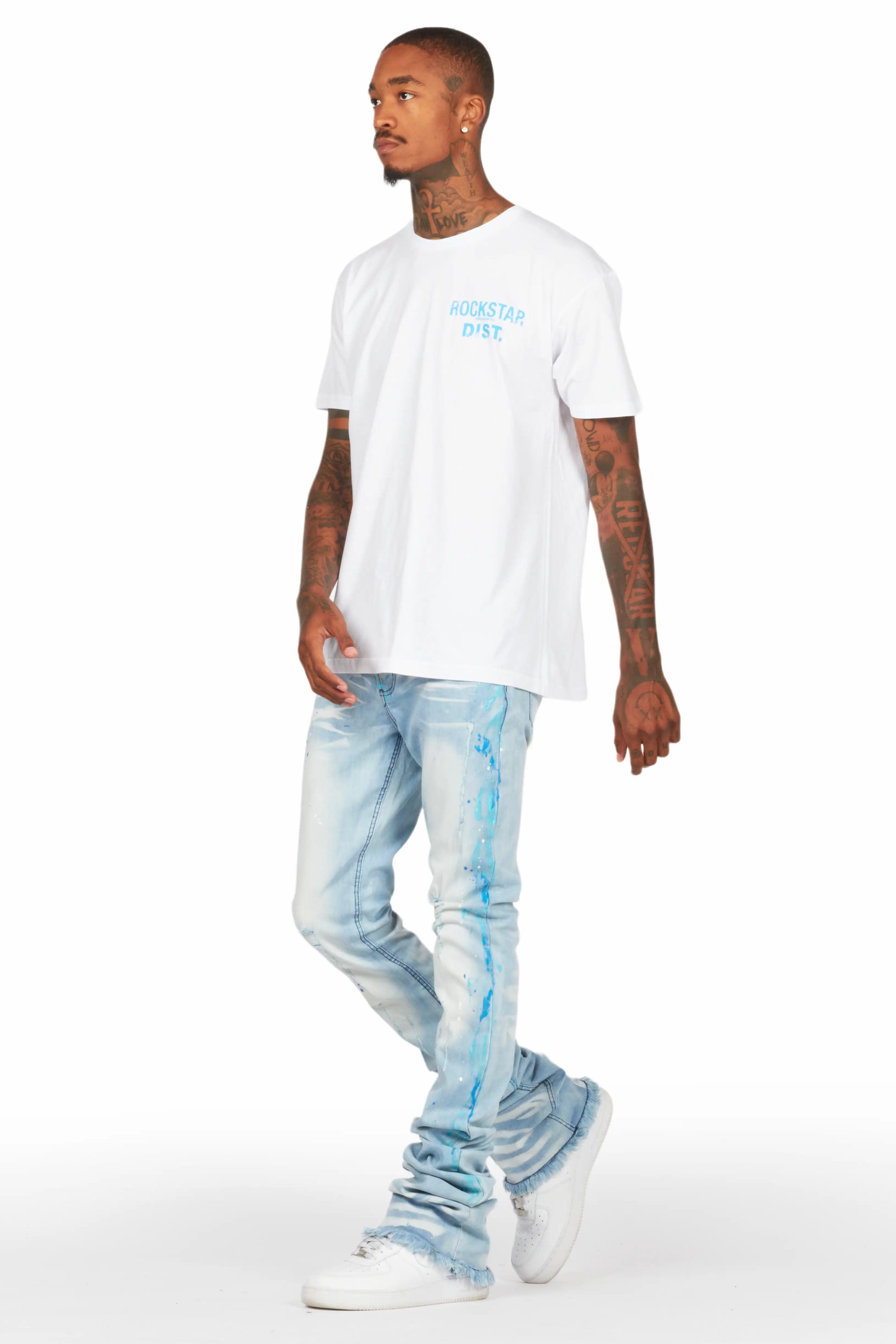 Lake White/Blue T-Shirt/Super Stacked Flare Jean Set Male Product Image