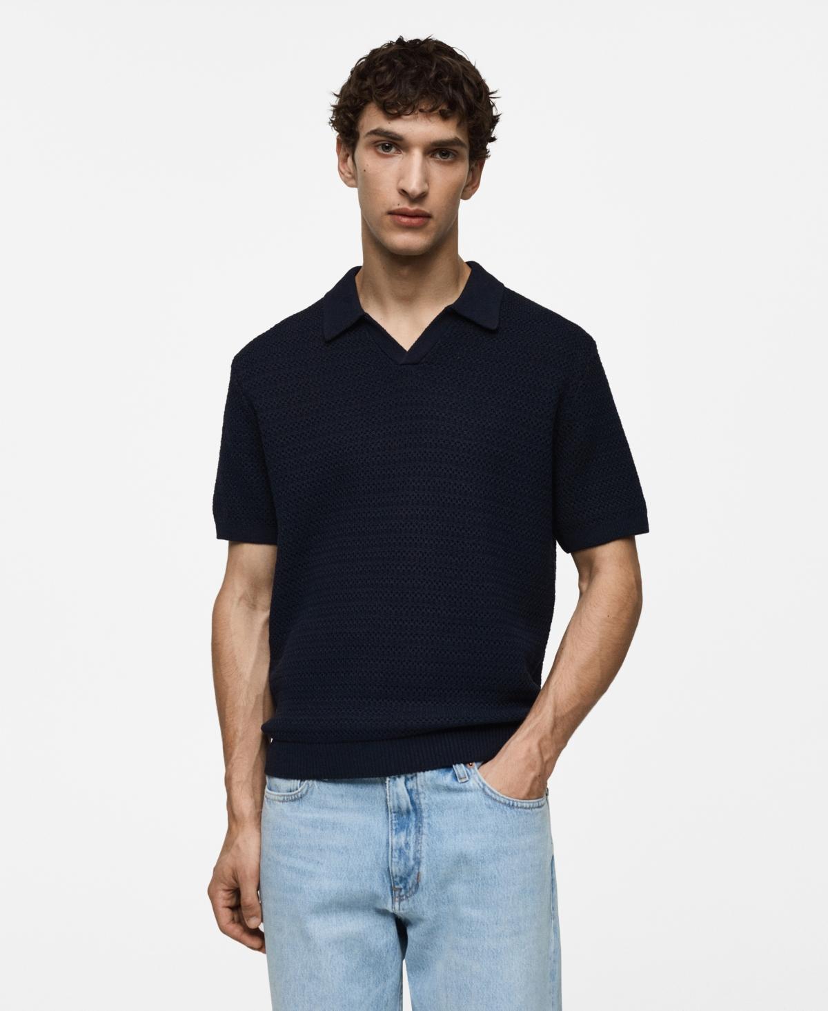 Mango Mens Braided Knit Polo Shirt Product Image