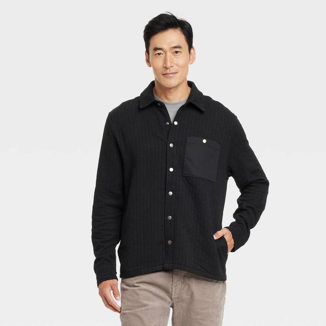 Mens Quilted Knit Shirt Jacket - Goodfellow & Co Black Product Image