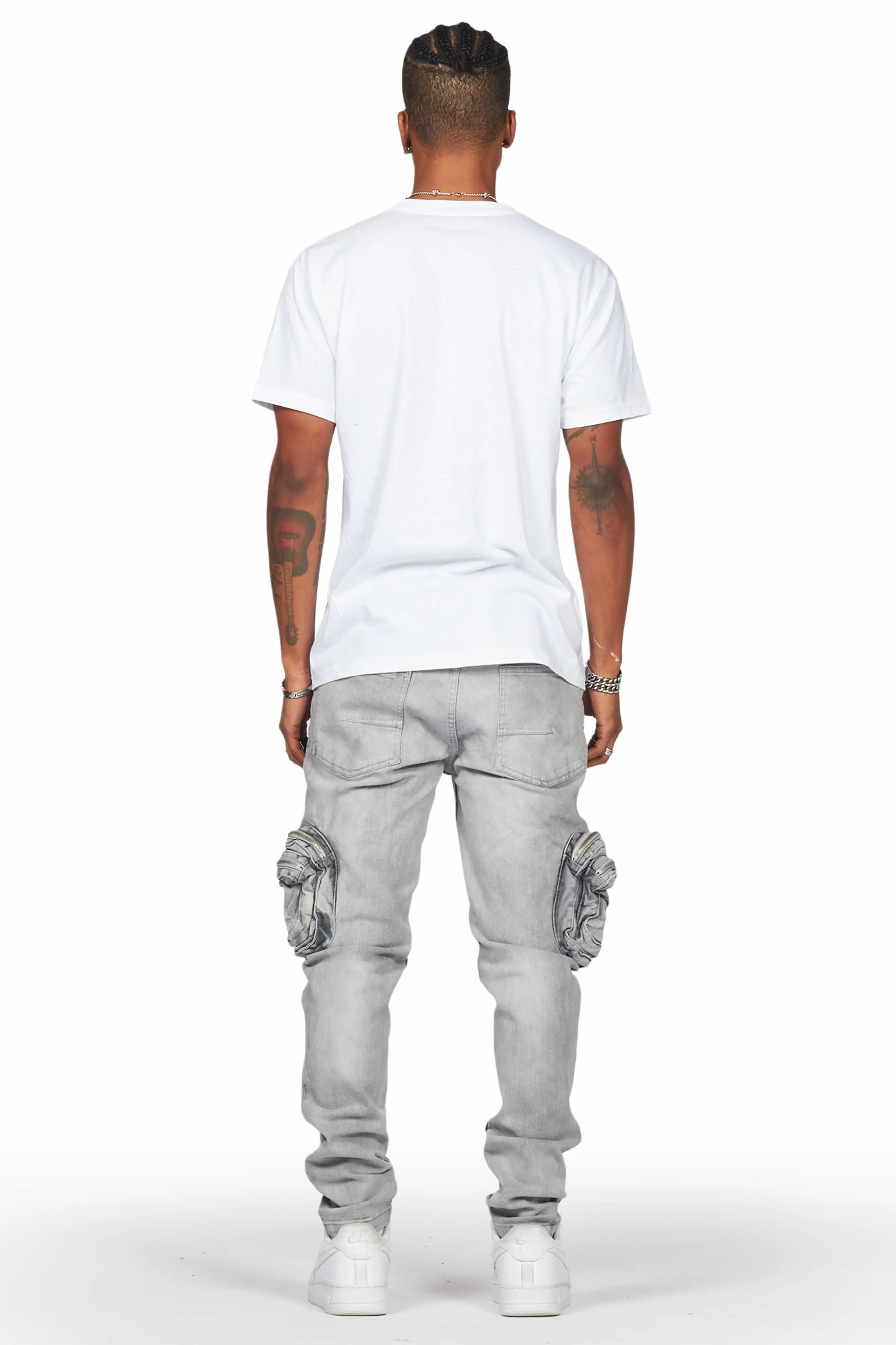 Falan Grey Skinny Fit Cargo Jean Male Product Image