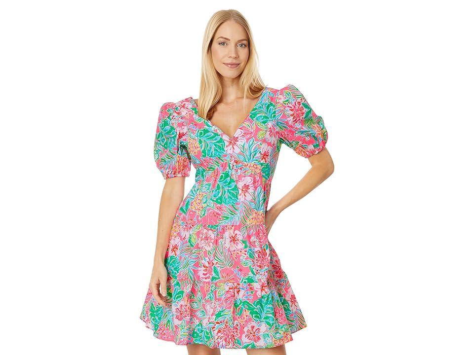 Lilly Pulitzer Nalani Short Sleeve Cotton Journey To The Jungle) Women's Dress Product Image