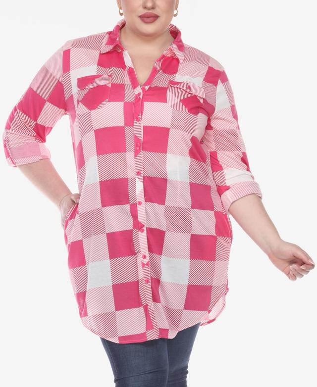 White Mark Plus Size Plaid Tunic Shirt Product Image