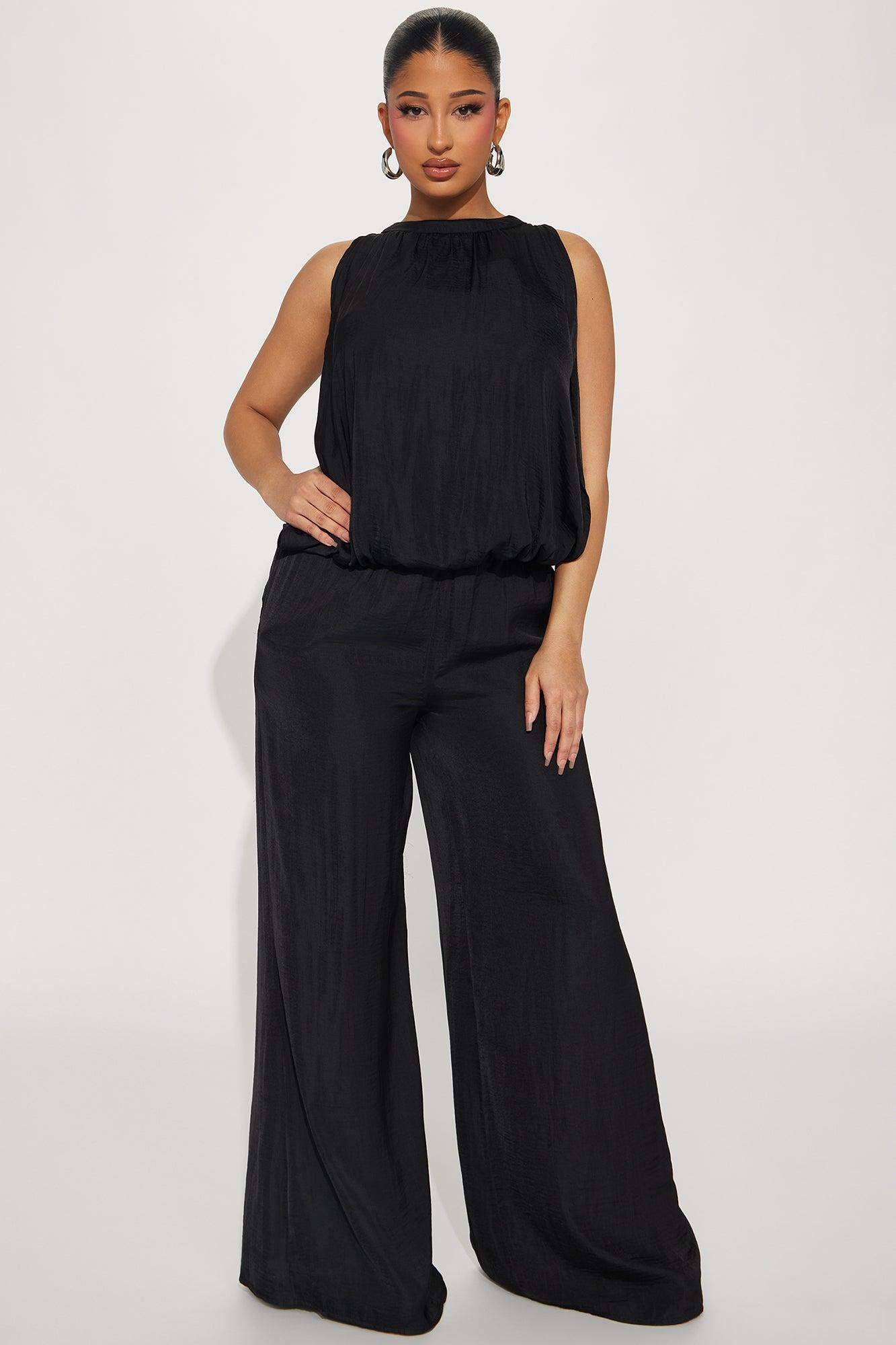 My Oasis Satin Pant Set - Black Product Image