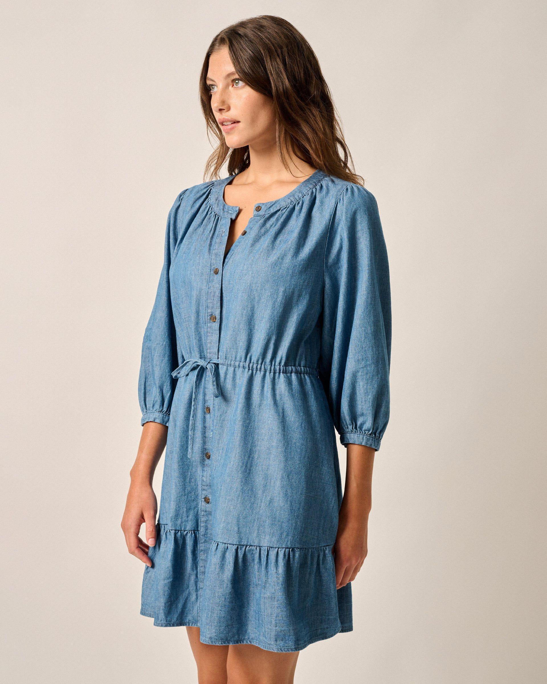 johnnie-O Becca Tiered Chambray Mini Dress Product Image