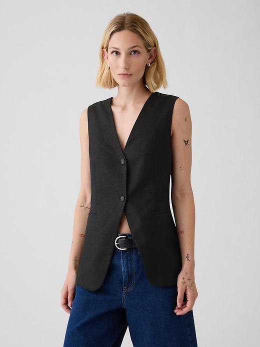 Linen-Cotton Longline Vest Product Image