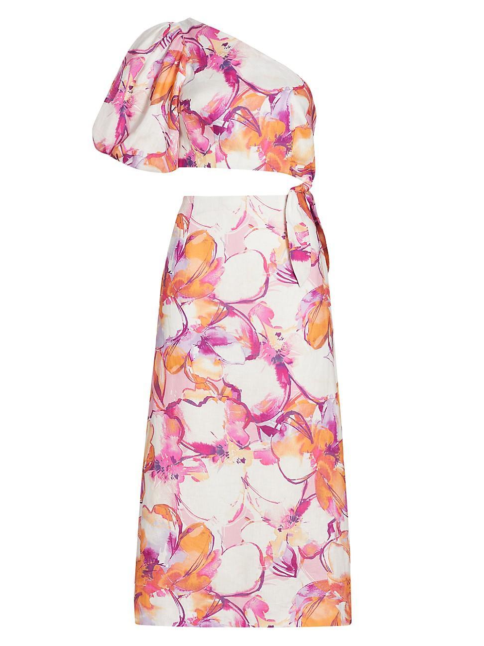 Womens Nadia Floral Cut-Out Midi-Dress Product Image