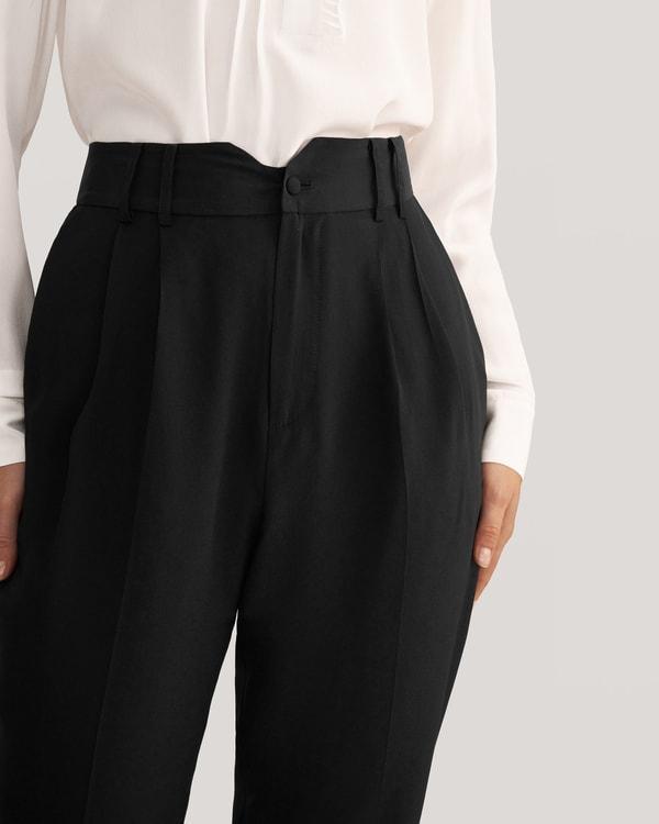 Tucked Tapered Silk Pants Product Image