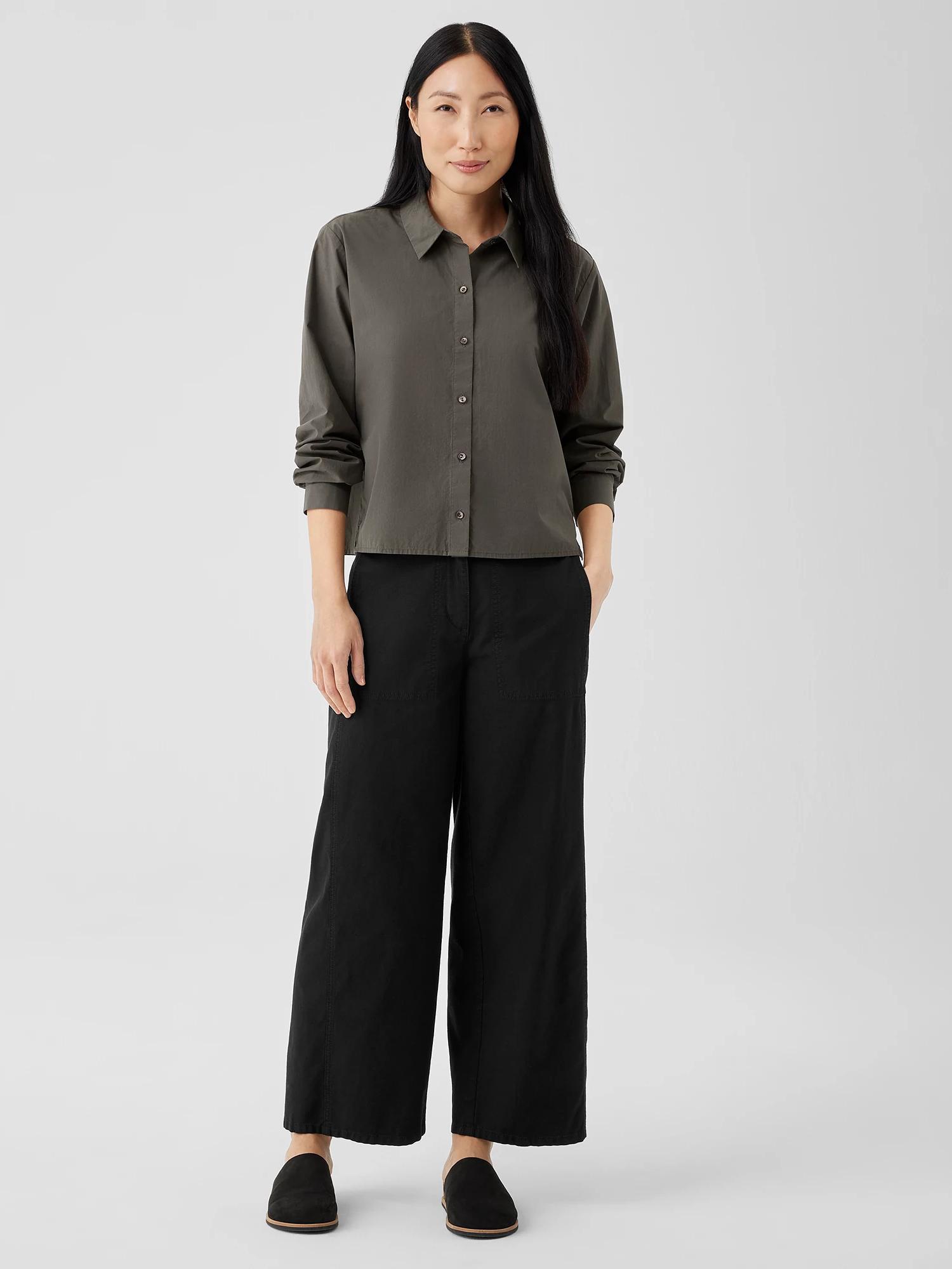 EILEEN FISHER Cotton Hemp Stretch Wide-Leg Pantfemale Product Image