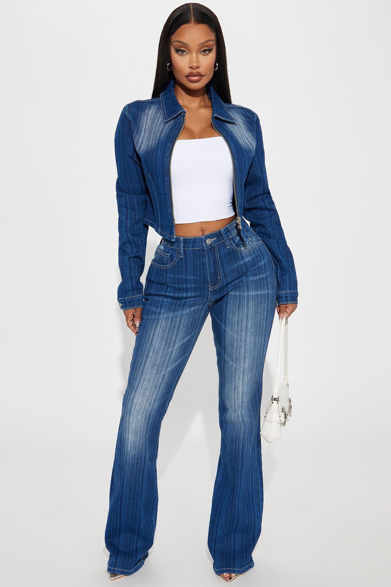 Struck A Chord Stretch Flare Jeans - Medium Wash Product Image