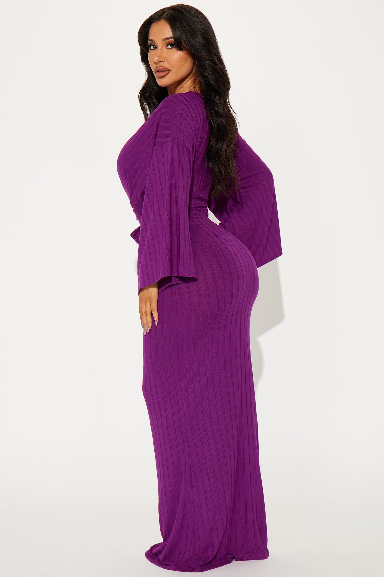 Anna Tie Waist Maxi Dress - Purple Product Image