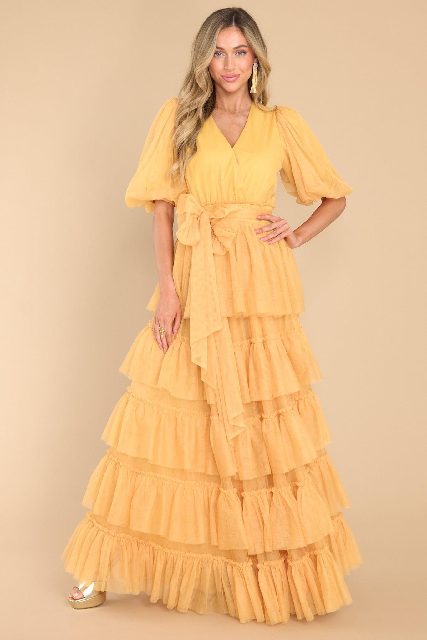 Aura A Beautiful Feeling Yellow Maxi Dress Product Image