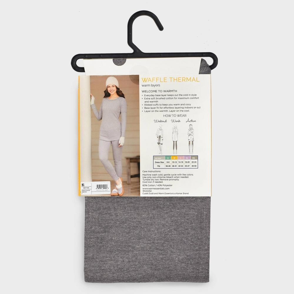 Warm Essentials by Cuddl Duds Womens Waffle Thermal Leggings - Graphite Heather XXL Product Image