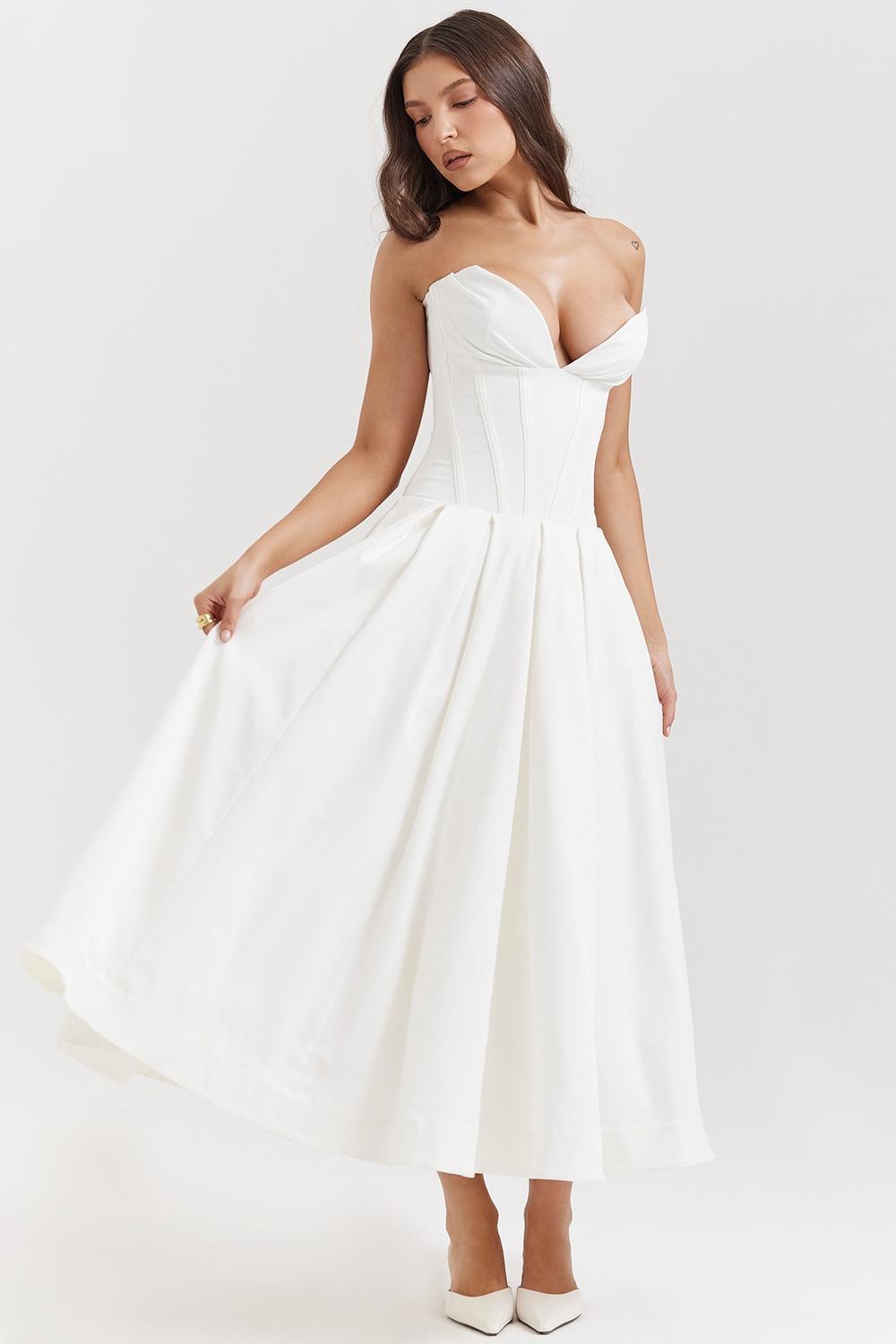 Lady White Strapless Midi Dress Product Image