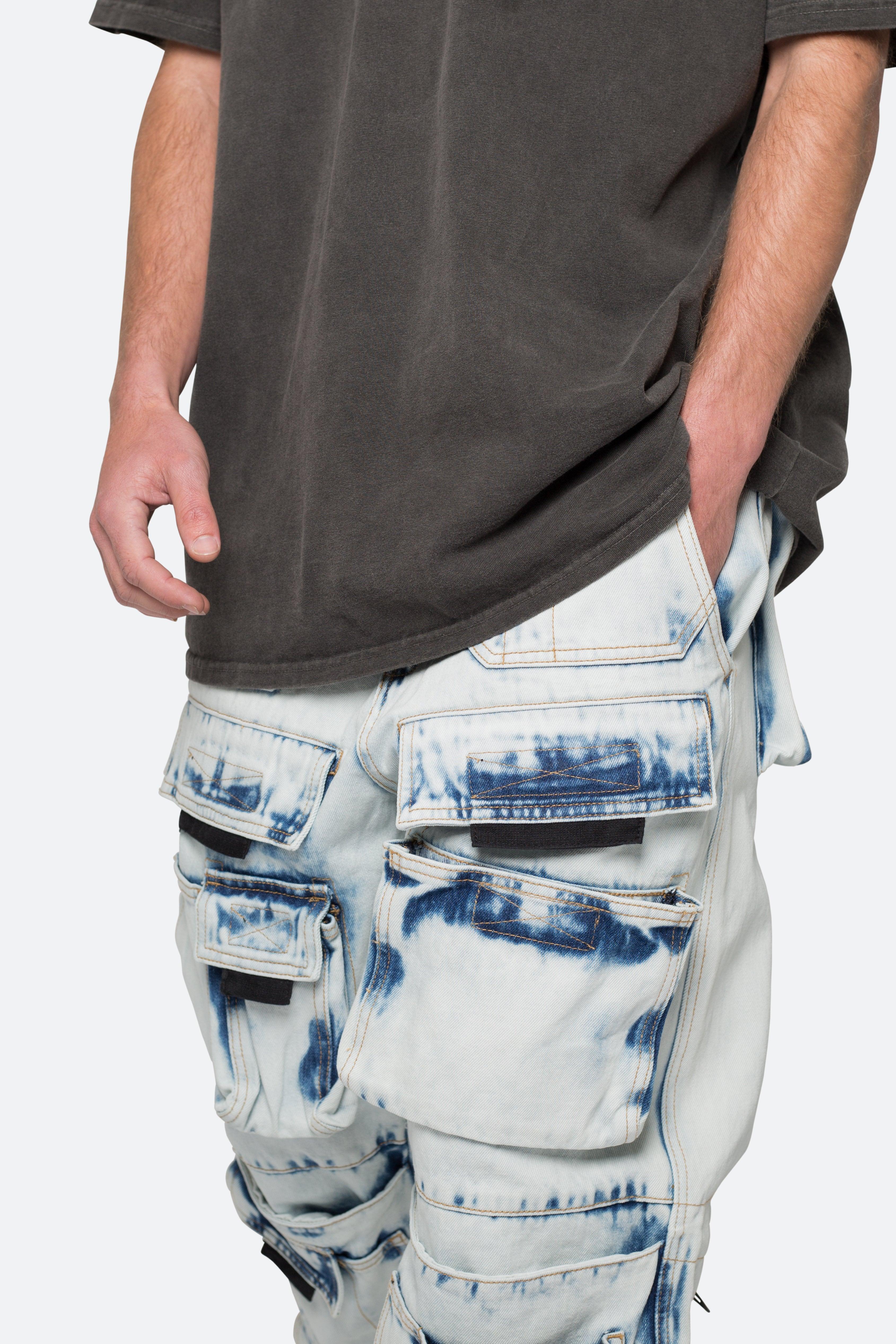 Ultra Baggy Spray Cargo Denim - Blue Product Image