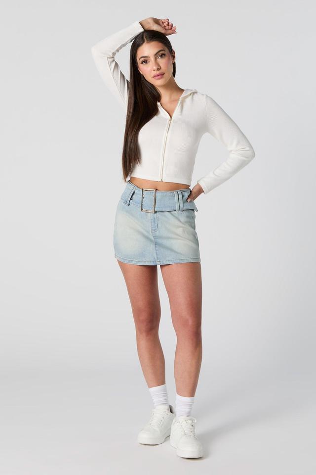 Denim Belted Mini Skirt Female Product Image