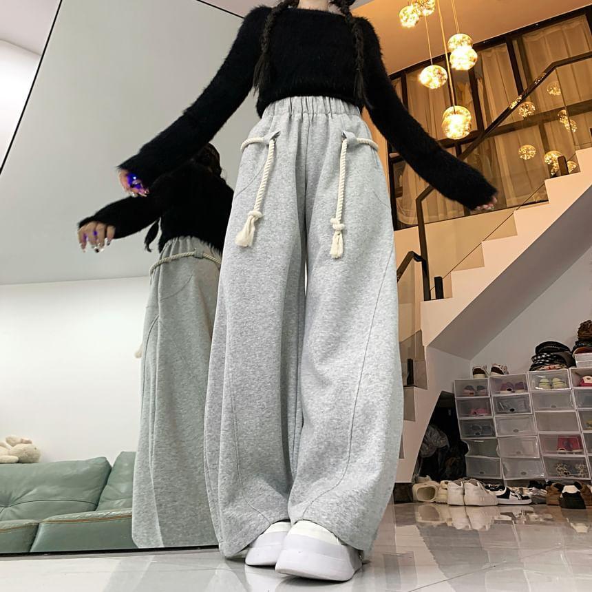 High Waist Plain Wide Leg Pants Product Image