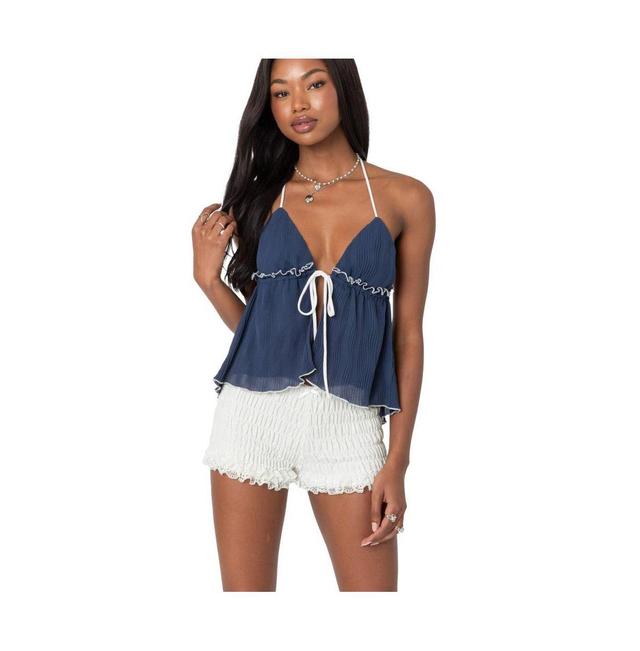 Edikted Womens Crinkled split front halter top Product Image