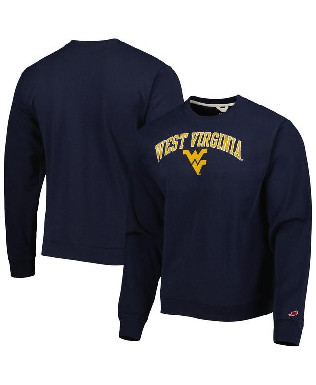 Mens League Collegiate Wear Navy Distressed West Virginia Mountaineers 1965 Arch Essential Lightweight Pullover Sweatshirt Product Image