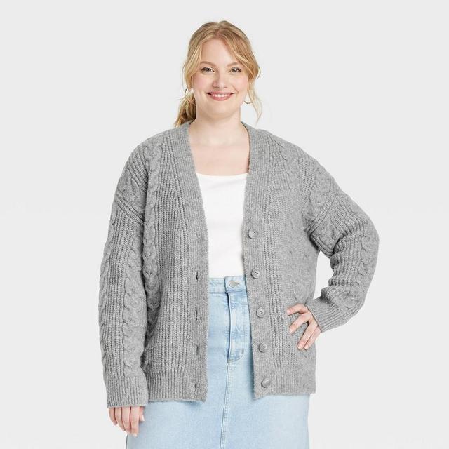 Womens Cozy Knit Cable Stitch Cardigan - Universal Thread 4X Product Image