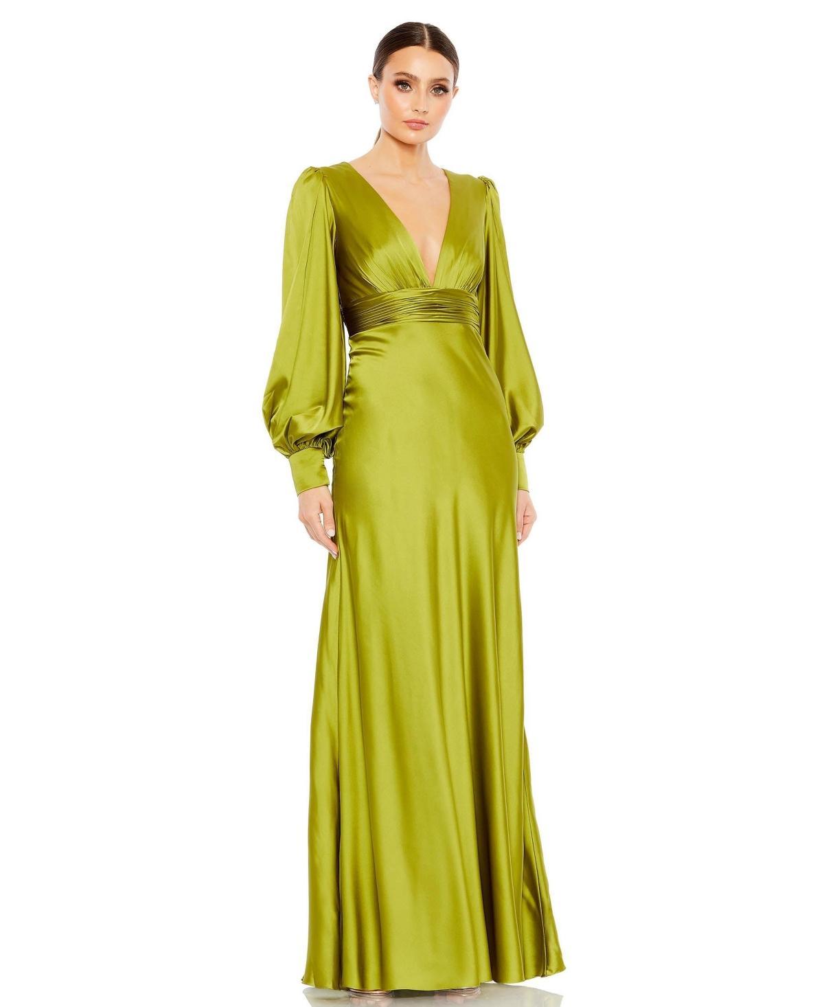 Womens Ieena Satin Bishop-Sleeve Gown Product Image