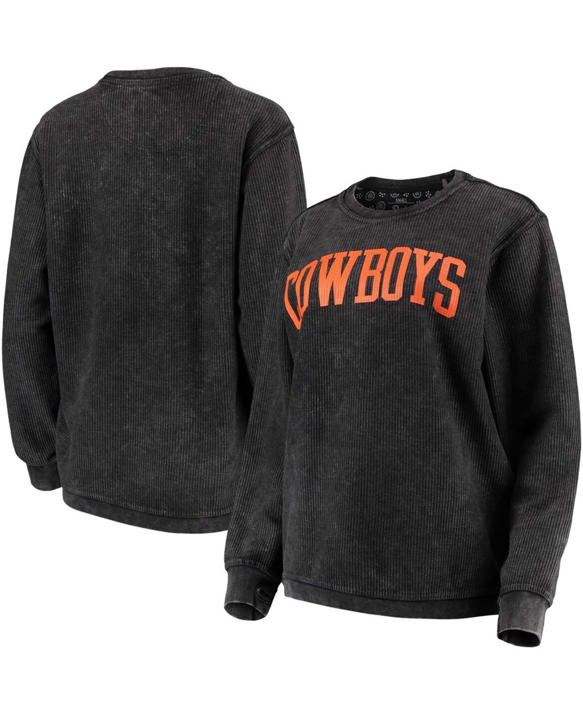 Womens Pressbox Oklahoma State Cowboys Comfy Cord Vintage Wash Basic Arch Pullover Sweatshirt Product Image