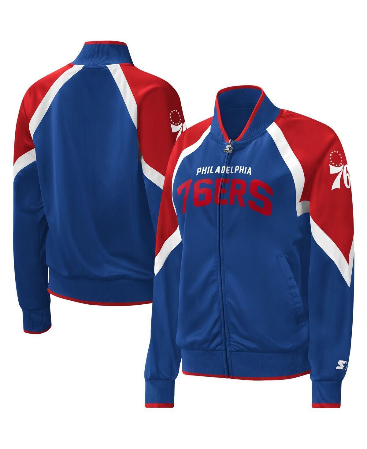 Womens Starter Royal Philadelphia 76ers Slam Dunk Raglan Full-Zip Track Jacket Product Image